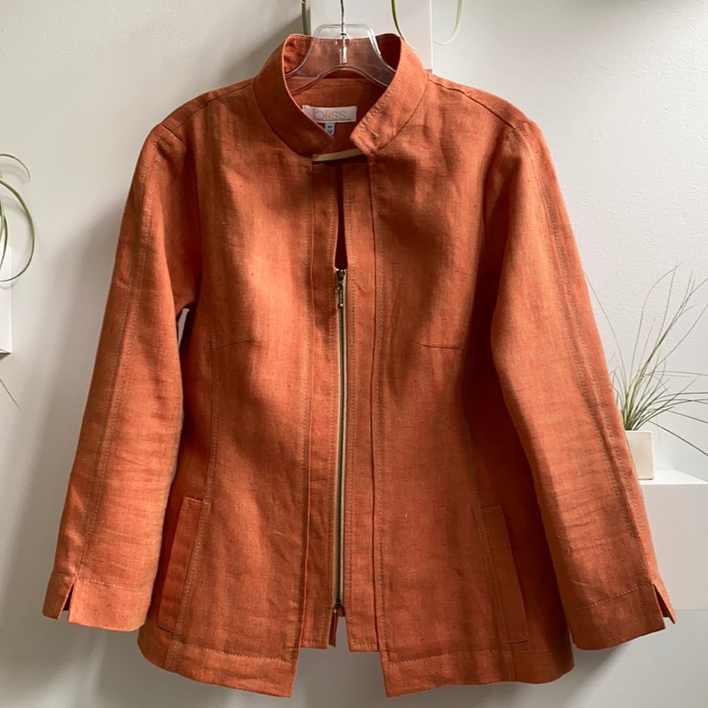 Linen rust orange fitted jacket